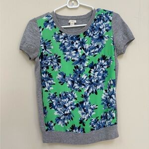 J.Crew Women’s XS Sweater Blouse Top Floral Print with Grey Sweater.